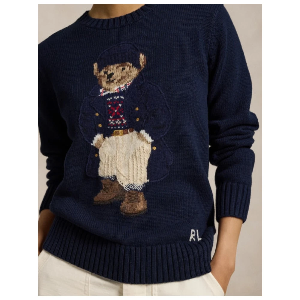 Polo Ralph Lauren Nautische Jacquard Katoenen Berentrui Blue Dames