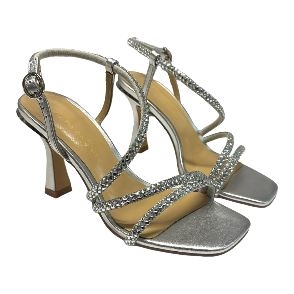 Alma en Pena Gelamineerde leren sandalen 10cm hak Gray Dames