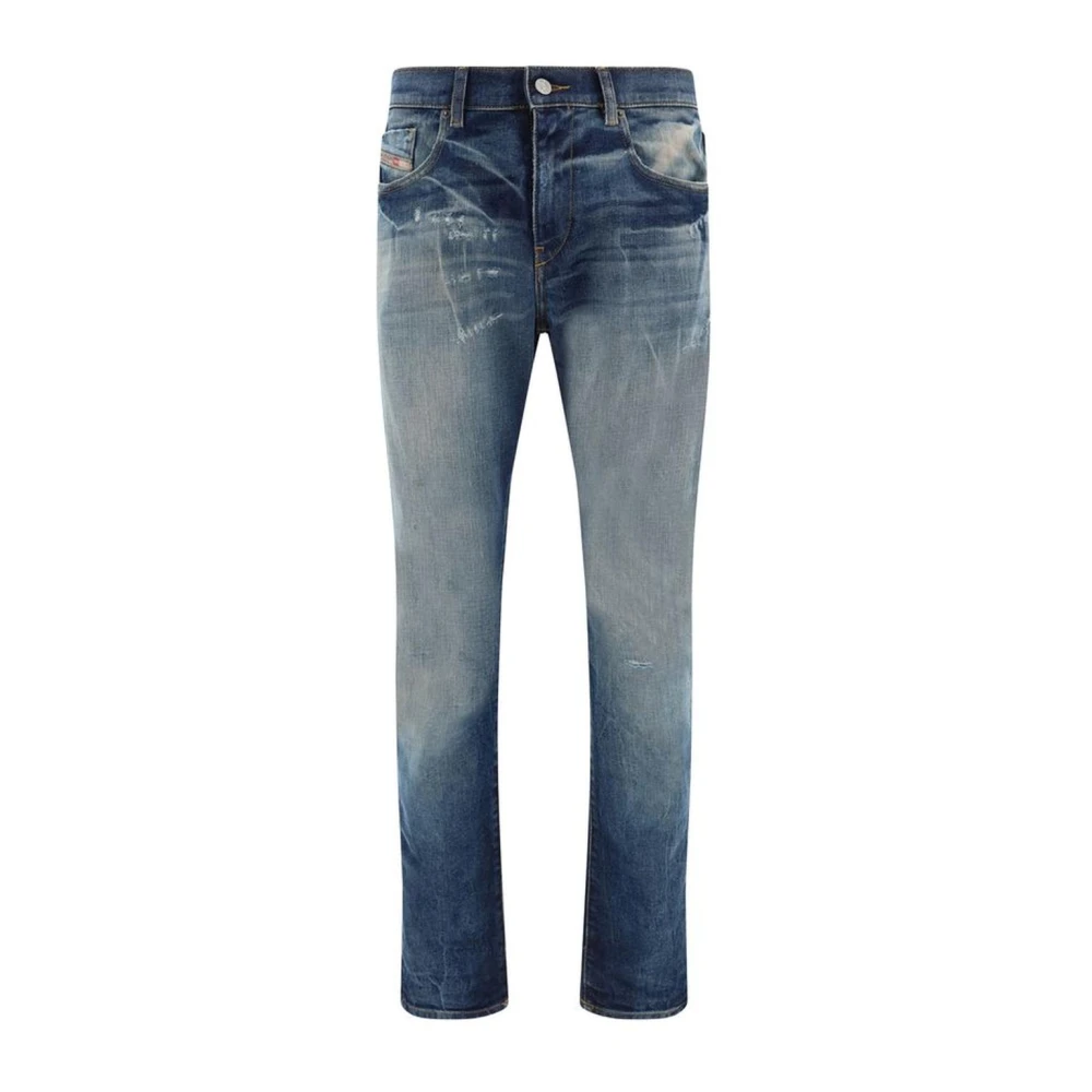 Diesel Vervaagde Slim-Fit Five-Pocket Jeans met Logo Blue Heren