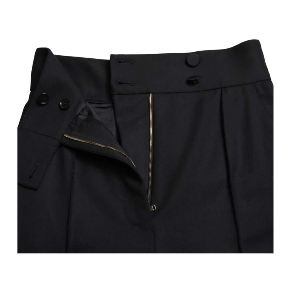Dolce & Gabbana Zwarte Wol Tapered Broek Hoge Taille Black Dames