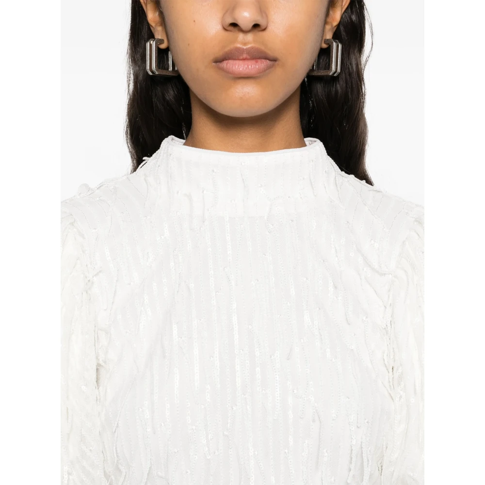 Rotate Birger Christensen Witte Pofmouw Jurk met Open Rug White Dames