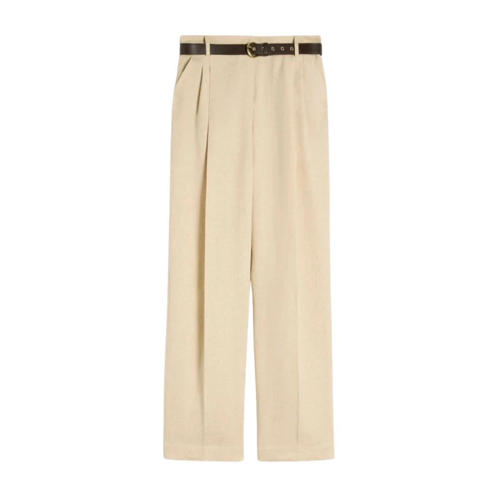 Max Mara Studio Women's Brown Sumero Wide-Leg Trousers - Wide Trousers - Xs- Trousers