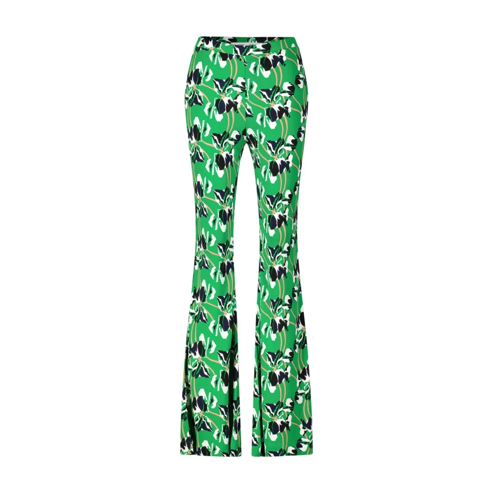 Diane Von Furstenberg Elegante Flare Leg Patroon Broek Green Dames