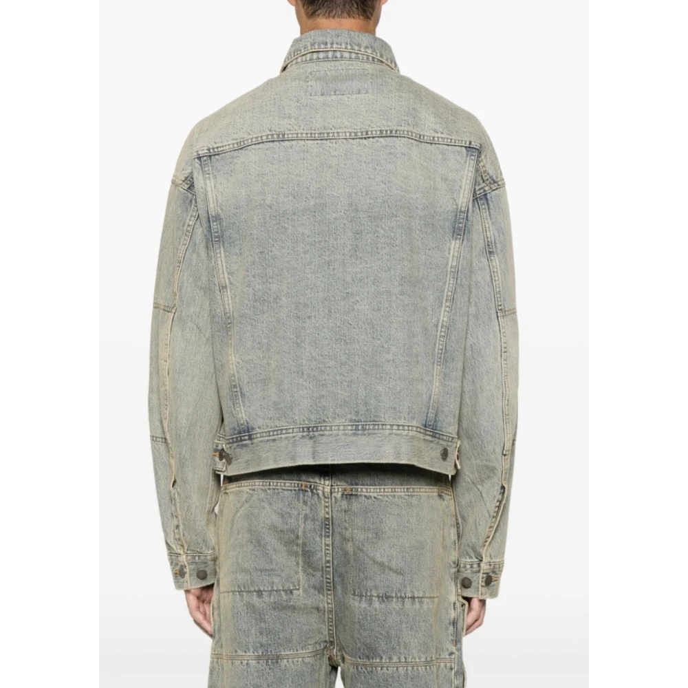 Entire Studios Grijze Denim Jack Surface Wave Blue Heren