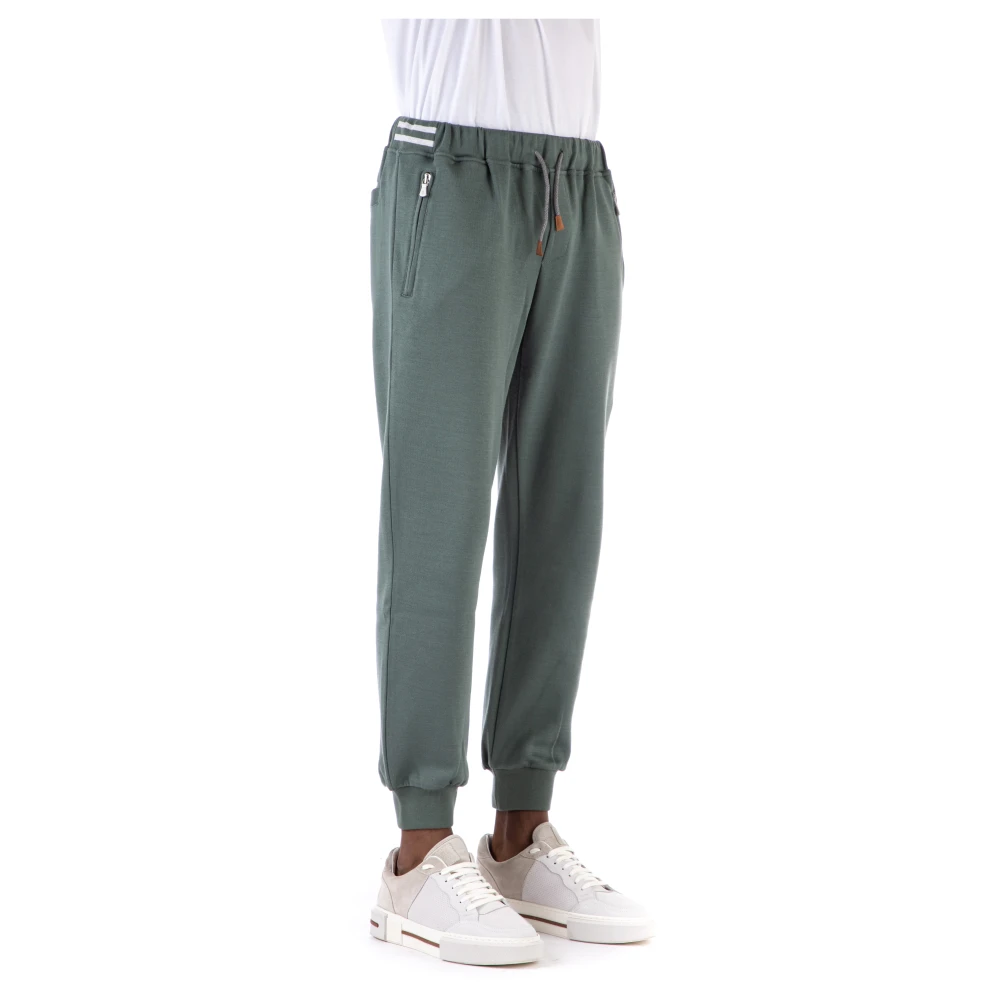 Eleventy Groene sweatpants met trekkoord en elastische taille Green Heren