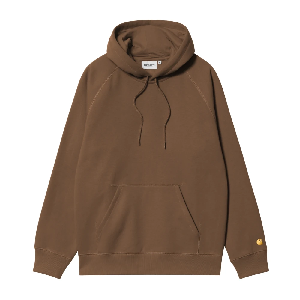 Carhartt Wip Bomull Hooded Chase Sweatshirt med Fickor Brown, Herr