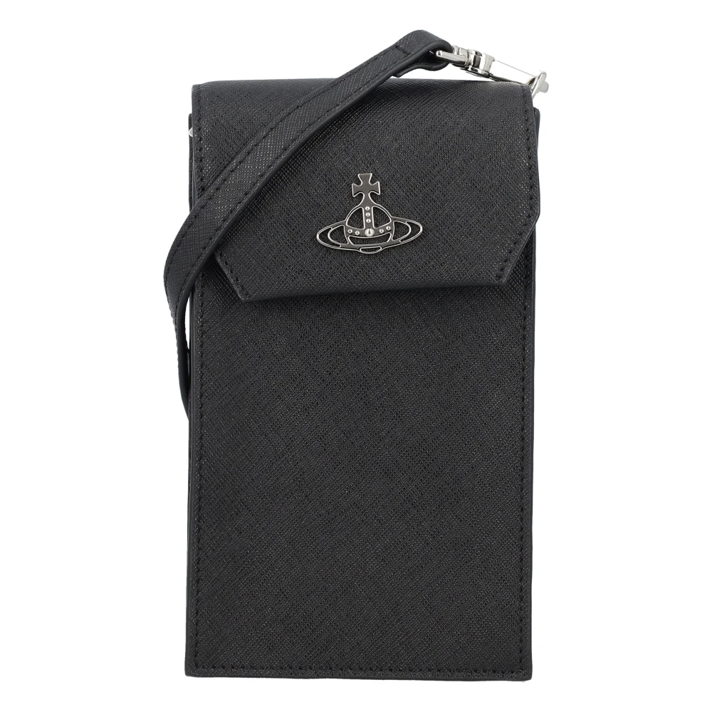 Vivienne Westwood Zwarte leren telefoontas met Orb-embleem Black Dames