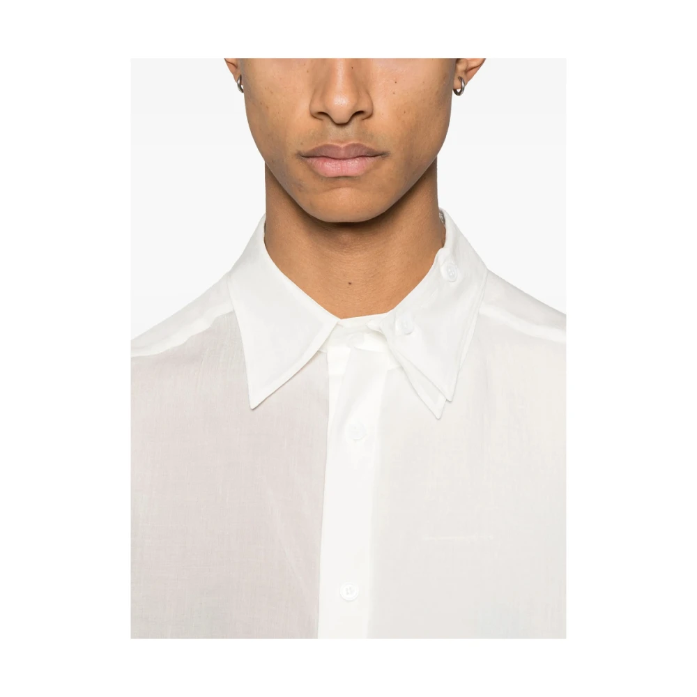 Yohji Yamamoto Witte Klassieke Kraag Lange Mouw Shirt White Heren