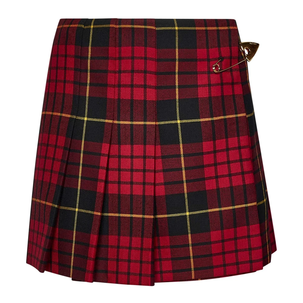 Alexander mcqueen Rode Tartan Wol Geplooide Minirok Red Dames