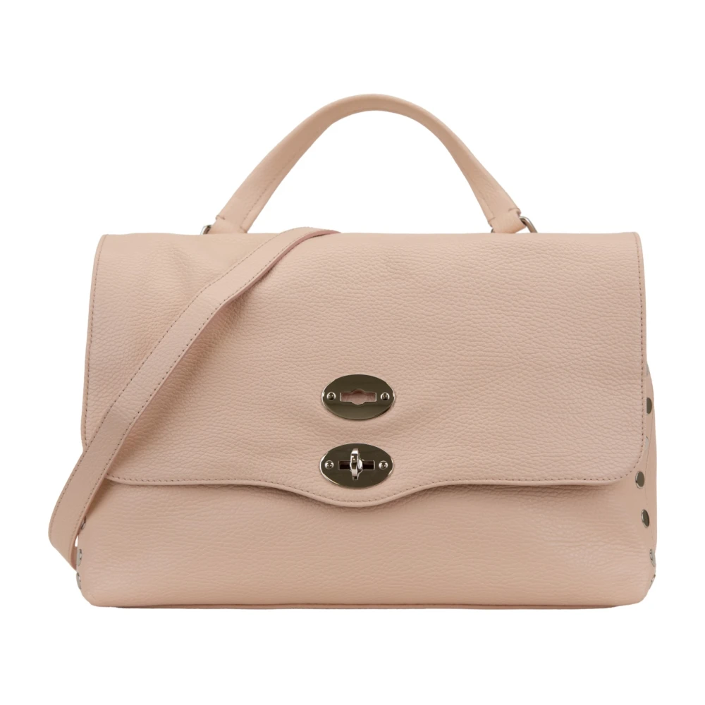 Zanellato Leren Schoudertas met Zilveren Details Pink Dames