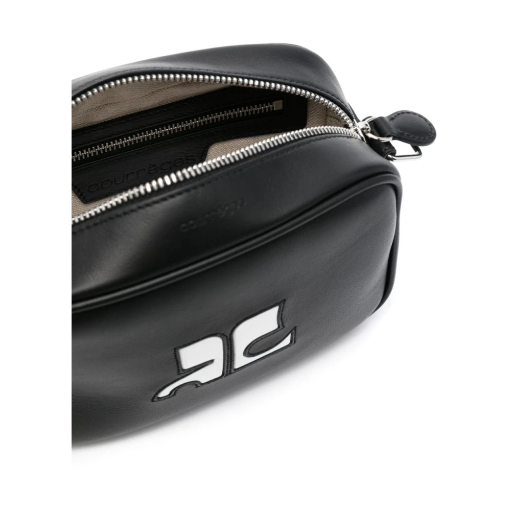 Courrèges Zwarte Leren Schoudertas Black Dames