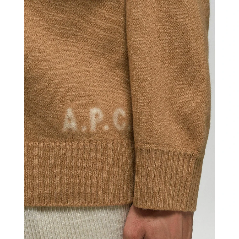 A.p.c. Merino Wol Unisex Polo Sweater Beige Heren