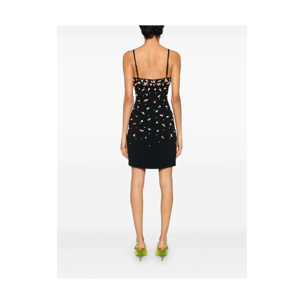 Blumarine Zwarte Jurk met Bloemenapplicatie Black Dames