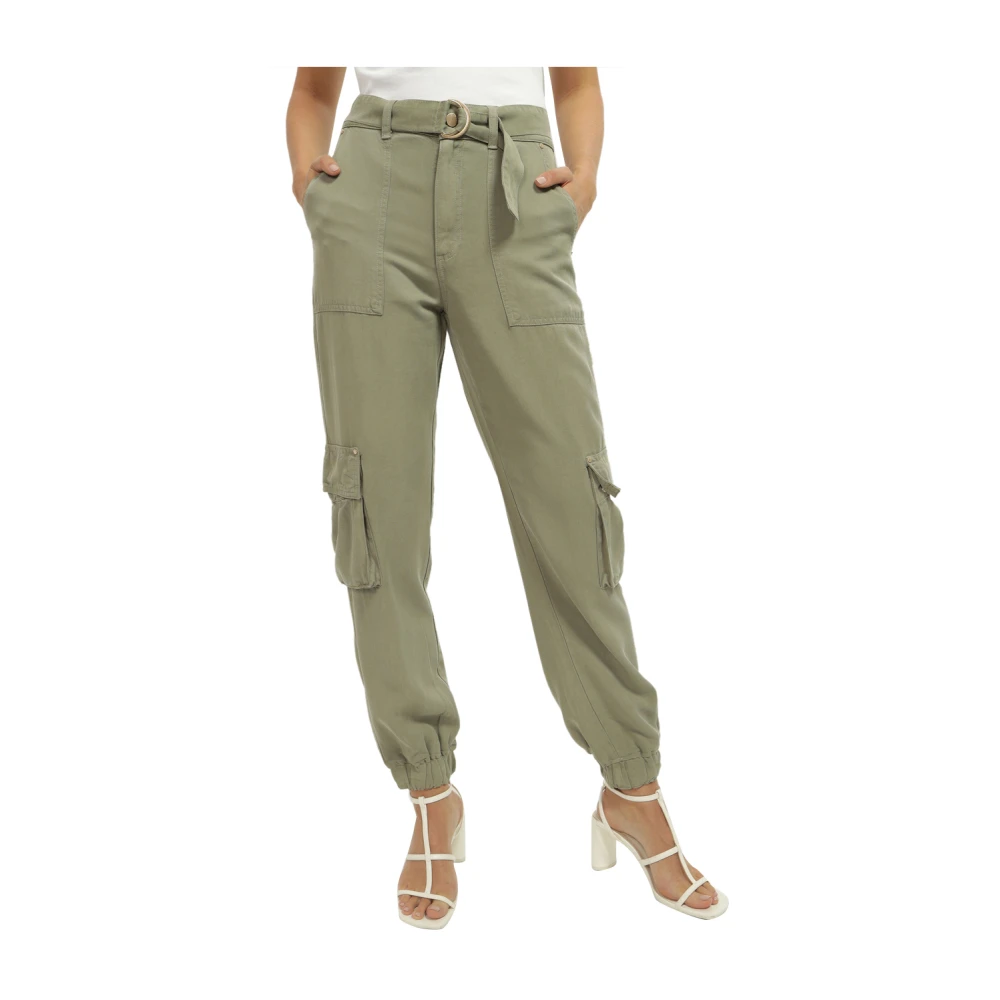 Guess Cargo Broek Licht Mos Synthetisch Lyocell Green Dames