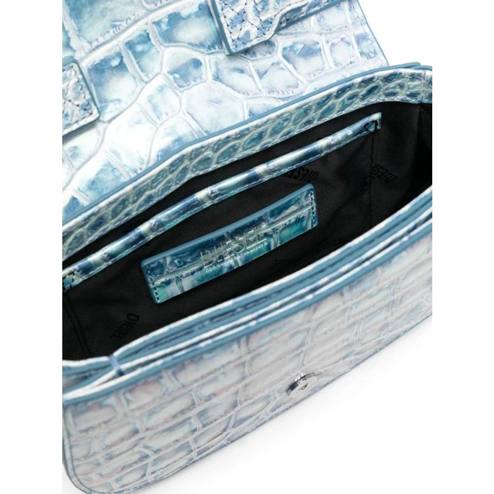 Diesel Heldere Blauwe Foldover Top Tas Blue Dames
