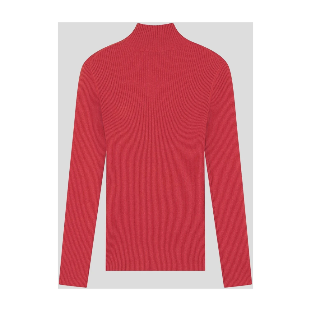 Maison Kitsuné Wol en Katoen Fox Gebreid Red Dames