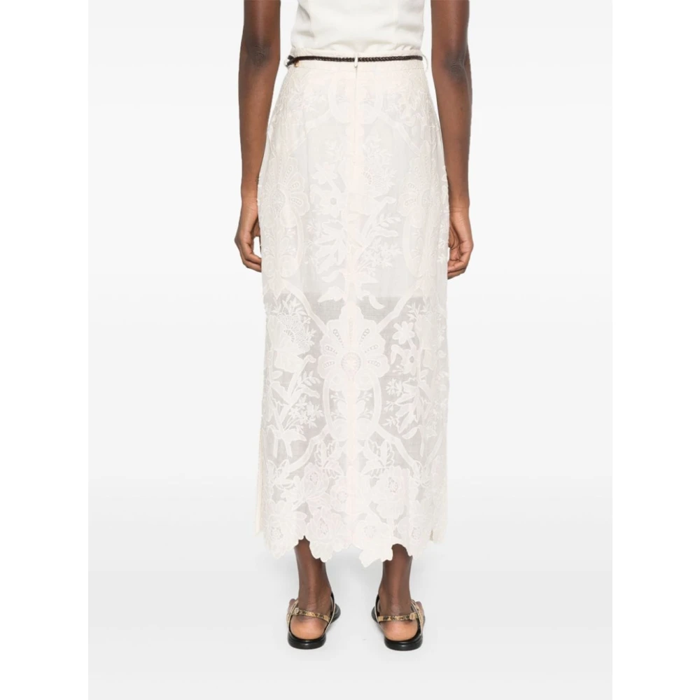 Zimmermann Bloemen Jacquard Hoge Taille Rok Beige Dames