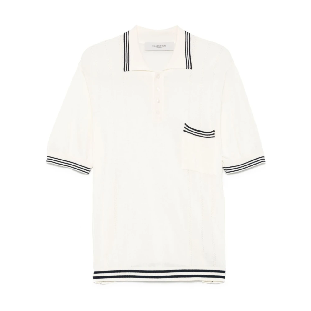 Golden Goose Men's White/Golden Knitted Polo Shirt