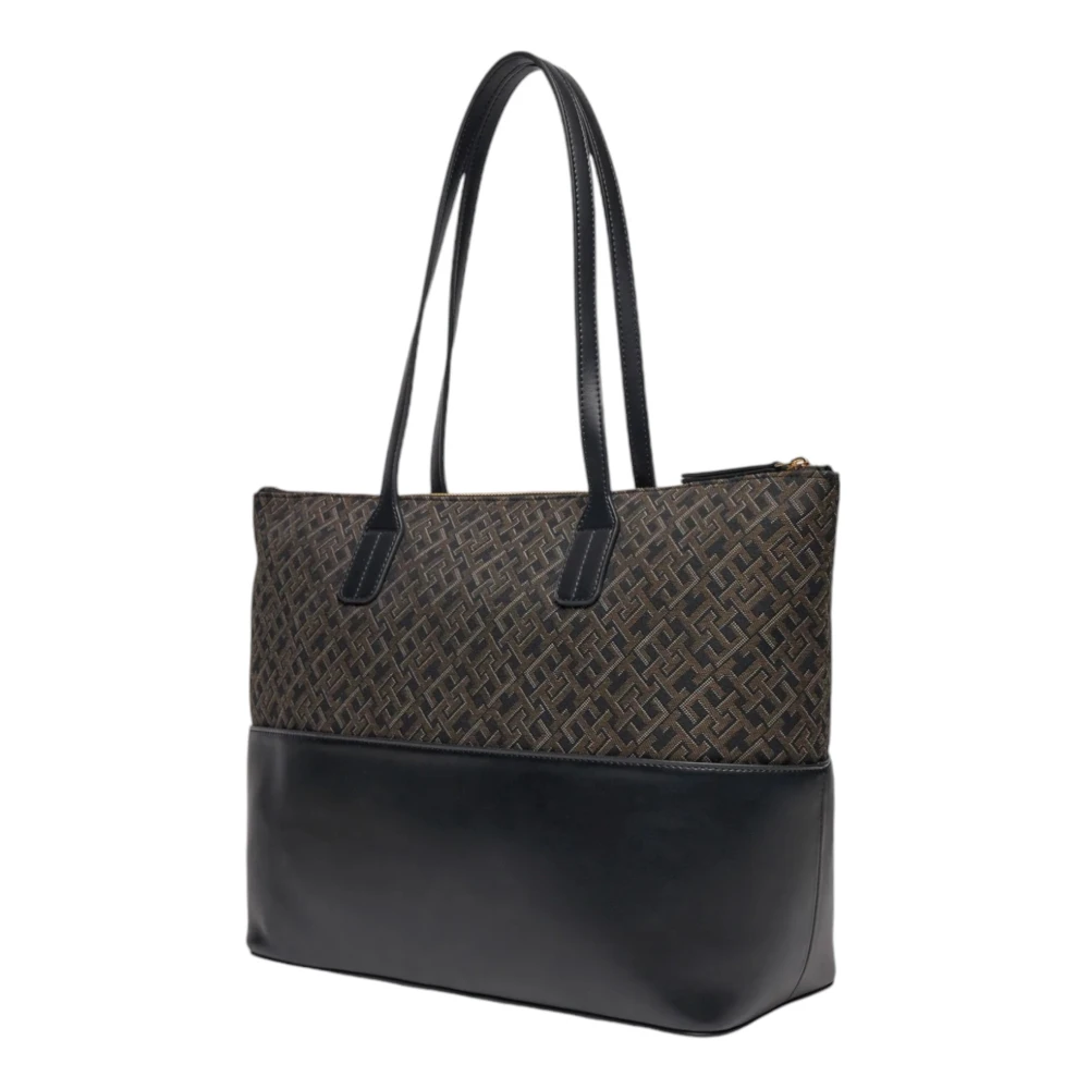 Tommy Hilfiger Jacquard Tote Tas Herfst Winter Collectie Black Dames