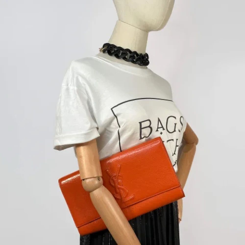 Yves Saint Laurent Vintage Pre-owned Leather clutches Orange Dames