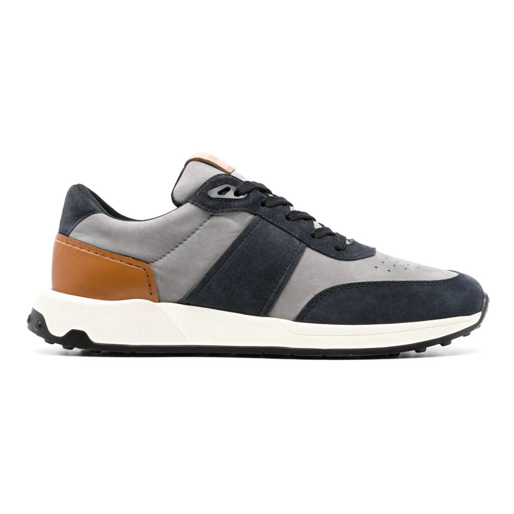 Tod’s Blauwe Leren Gesloten Platte Sneakers Heren Schoenen Veelkleurig Multicolor