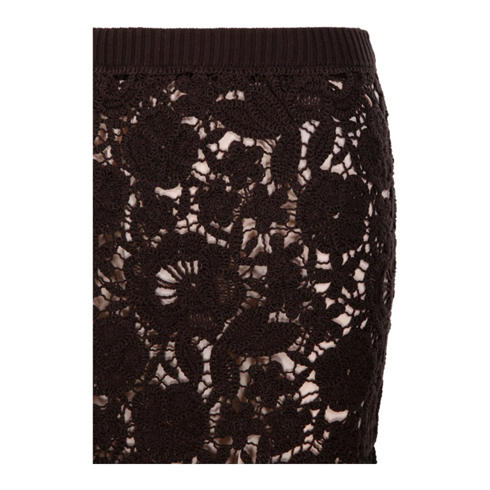P.a.r.o.s.h. Bruine Kant Rok Elastische Taille Brown Dames