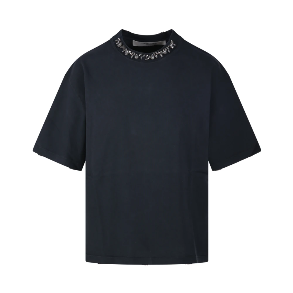 Golden Goose Crystal Collar Boxy T-Shirt Black Dames