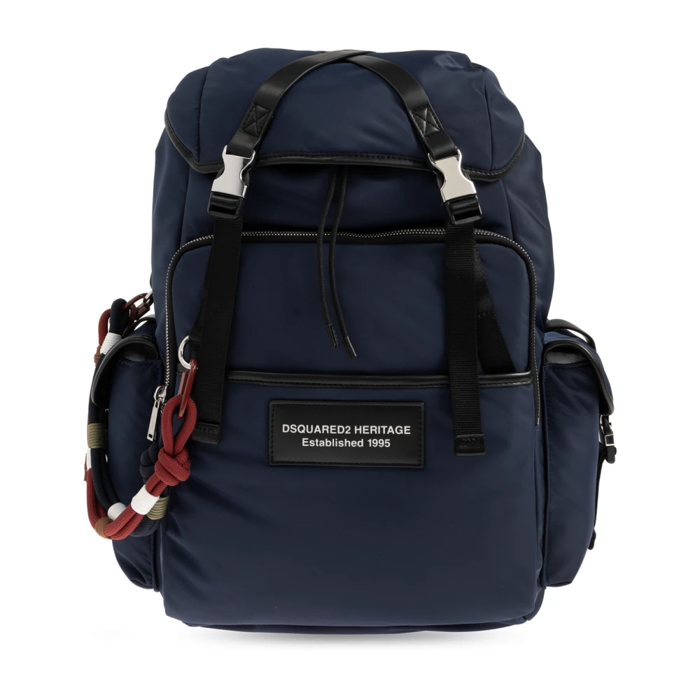 Dsquared2 Men's Blue Backpacks, One Size, Logo Backpack