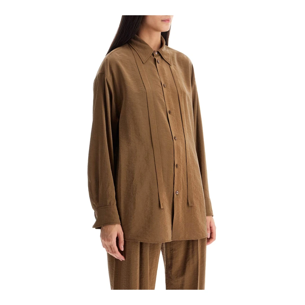 Lemaire Zijden Oversized Shirt met Afneembare Sjerp Brown Dames