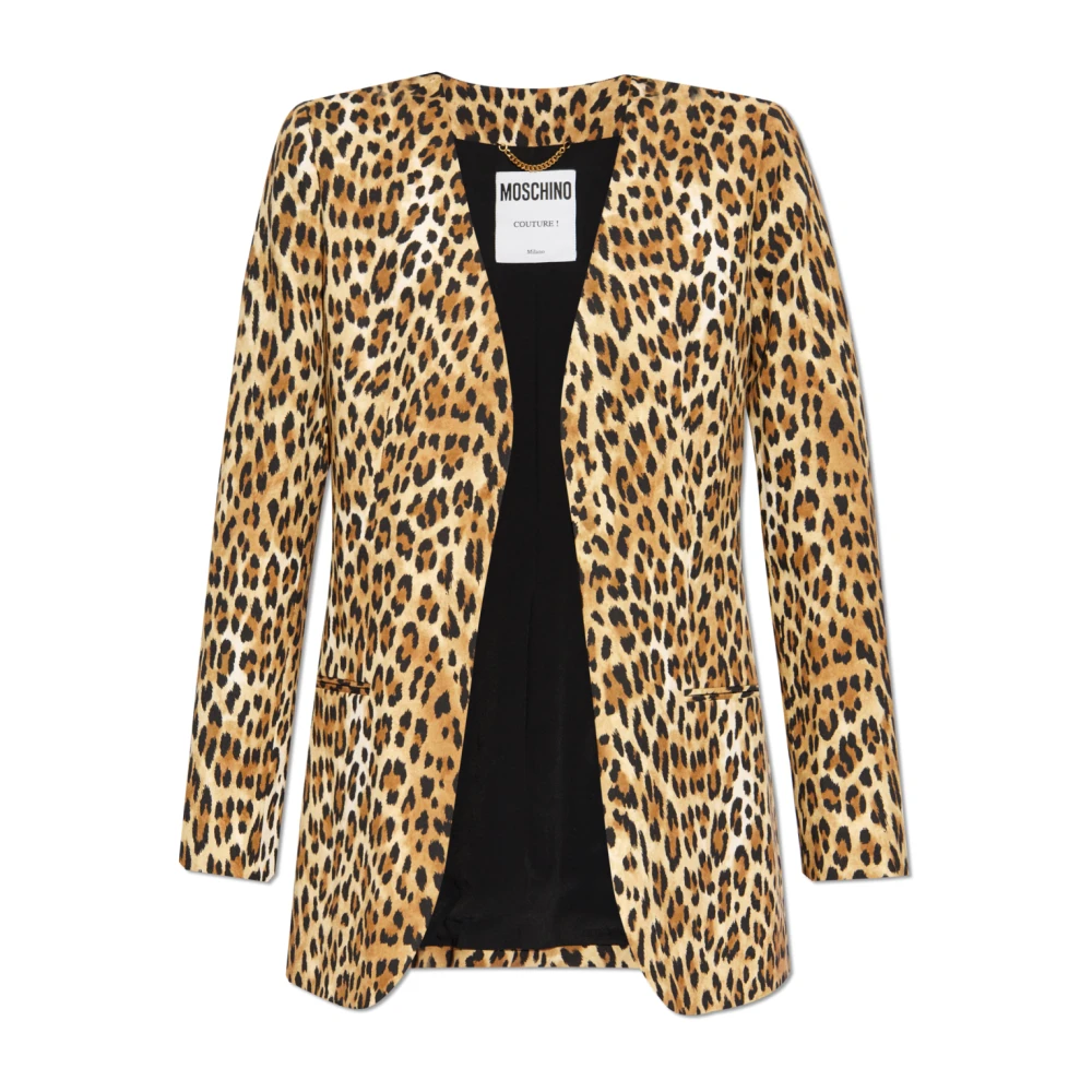 Moschino Women's Brown Blazers, M, Blazer With Animal Motif