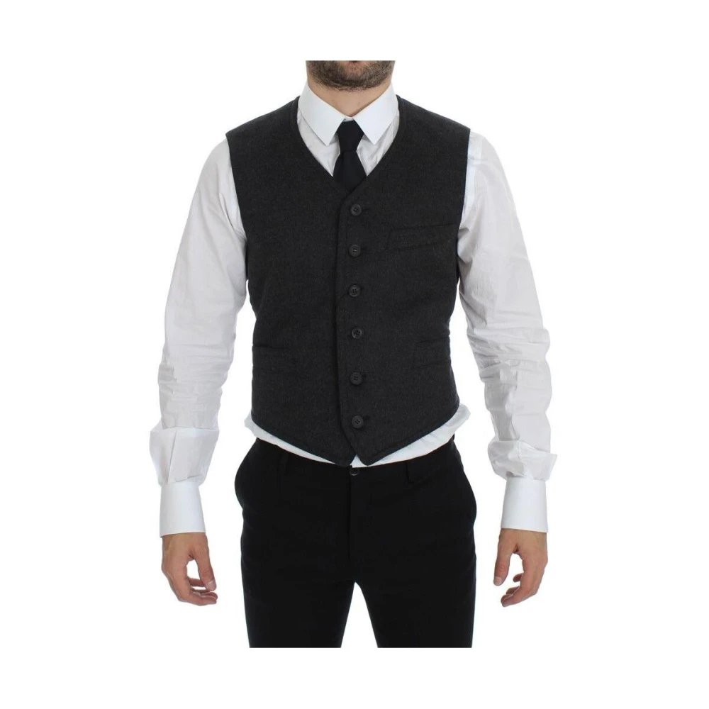 Dolce & Gabbana Men's Gray Wool Blend Dress Vest