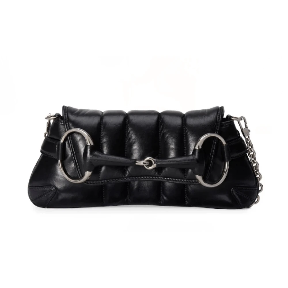 Gucci Gewatteerde schoudertas met Horsebit-detail Black Dames