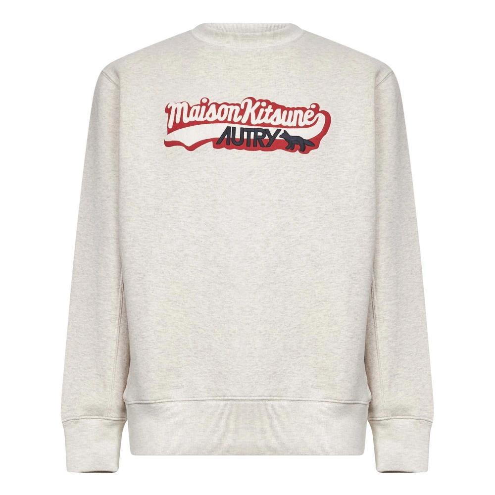 Autry Men's Gray Sweatshirts, M, Grey Jumper With Fox Embroidery