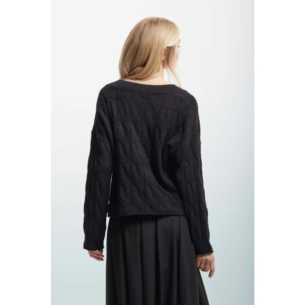 Kocca V-hals Kabeltrui Black Dames