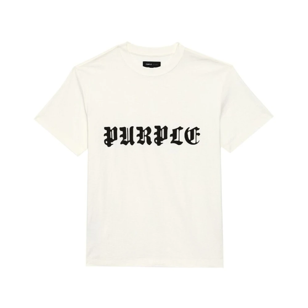 Purple Brand Katoen Logo Print Crew Neck T-shirt Beige Heren