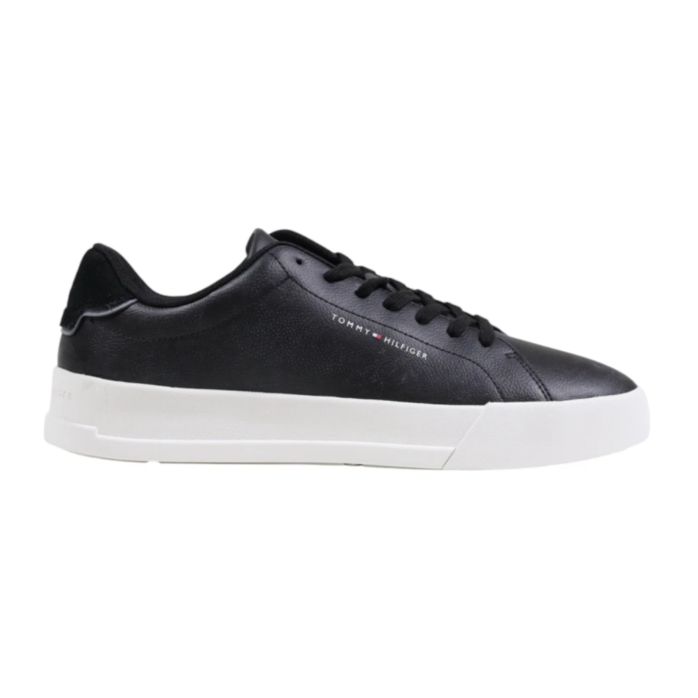 Tommy Hilfiger Men's Black Th Court Lth Detail - Sneakers - 10 Uk - Shoes