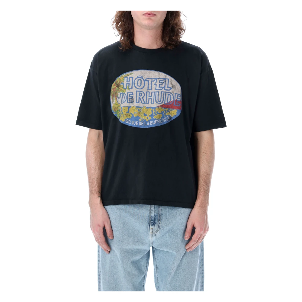 Rhude Svart Hotel de Rhude T-shirt Black, Herr