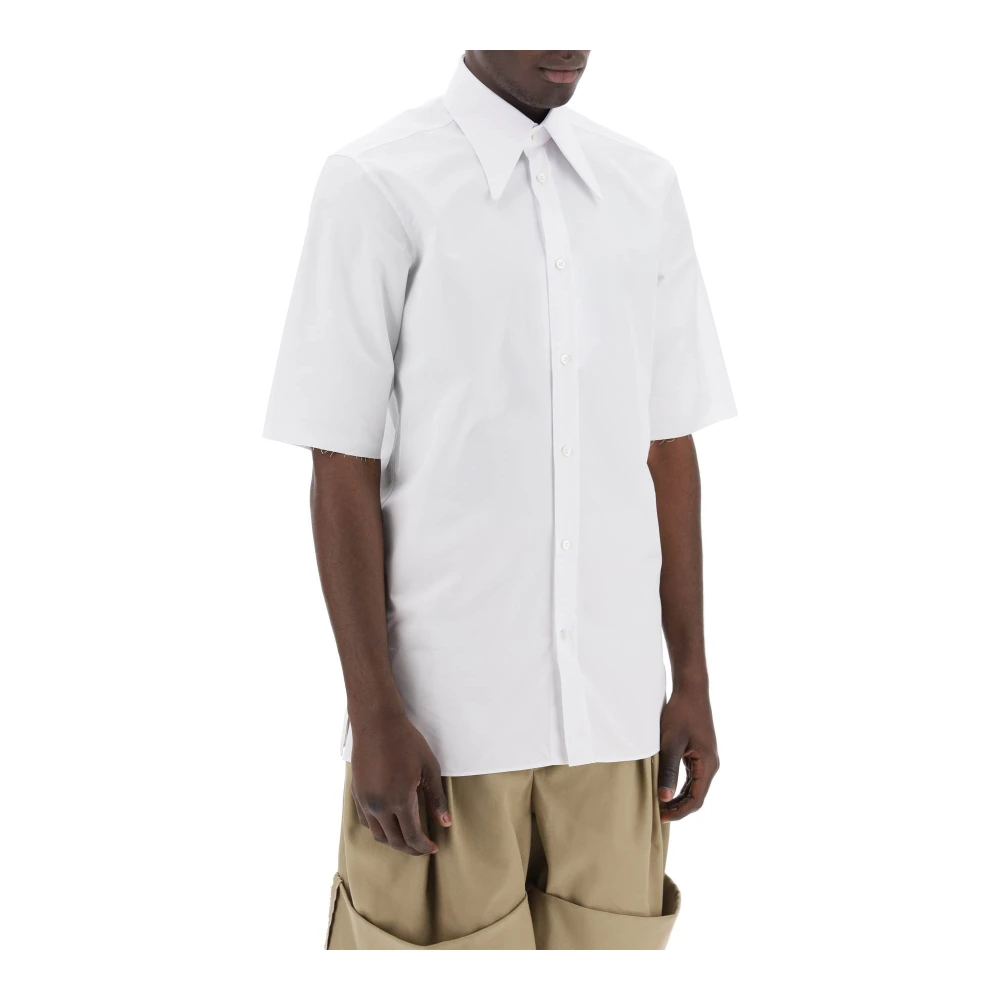 Maison Margiela Katoenen Poplin Casual Overhemd met Stijve Kraag White Heren
