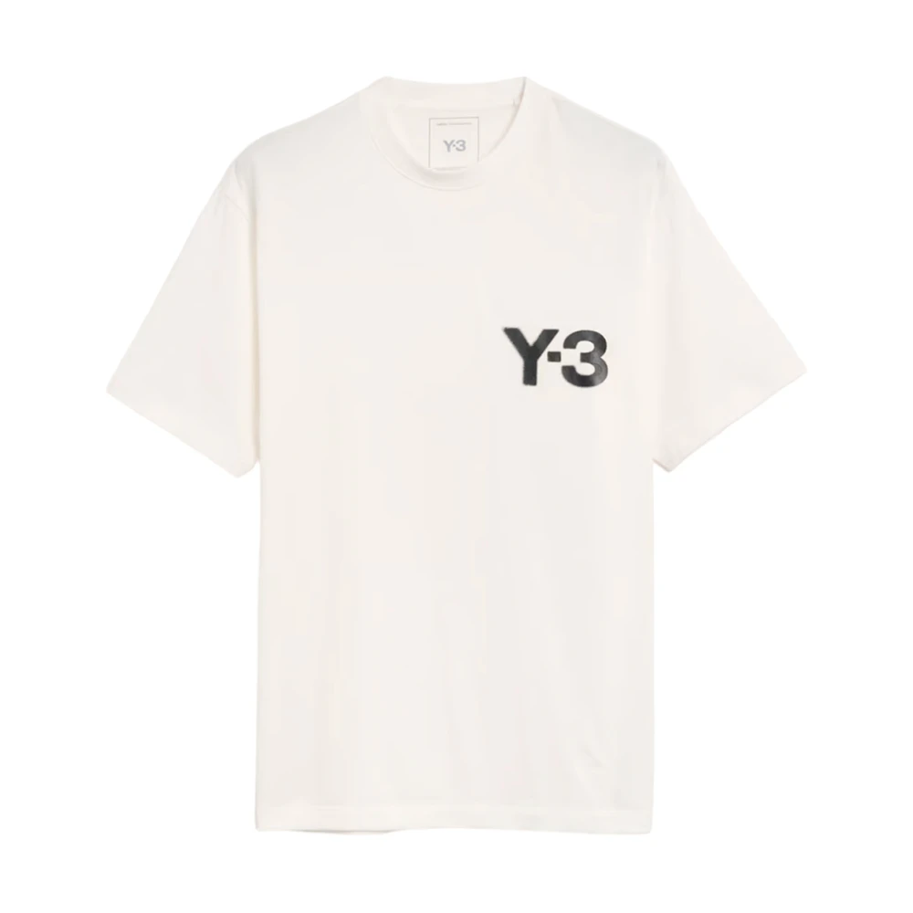 Y-3 Klassiek katoenen T-shirt met bedrukt logo White Heren