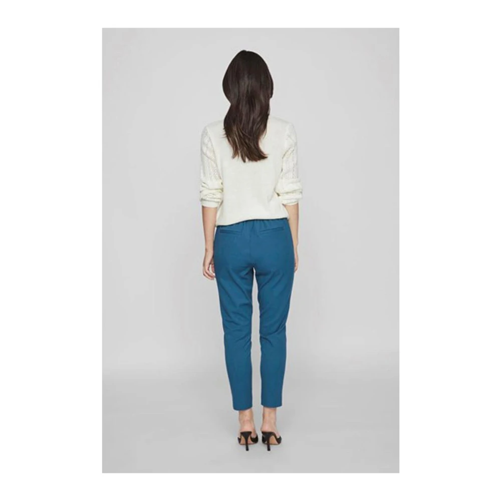 Vila Blauwe Tailored Fit Cigarette Broek Blue Dames