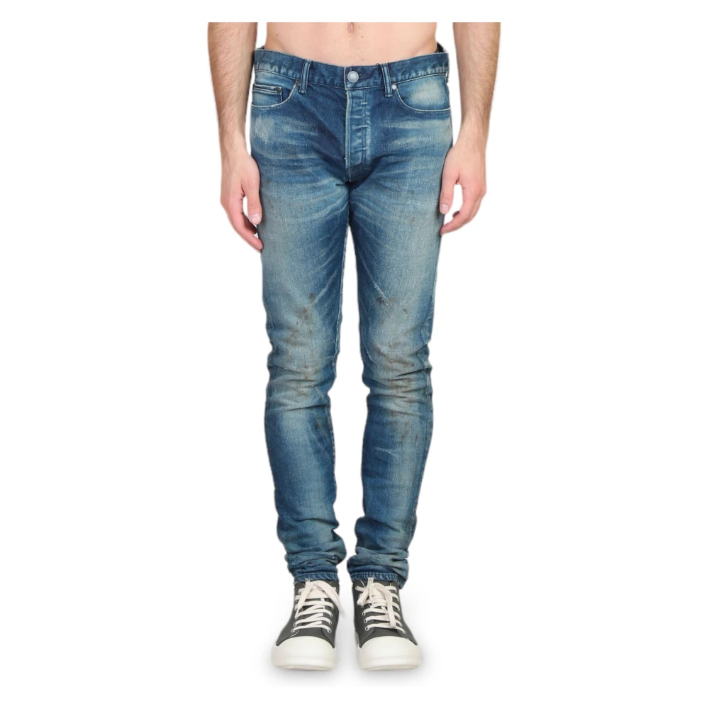 John Elliott Slim Jeans in Flathead Stijl Blue Heren