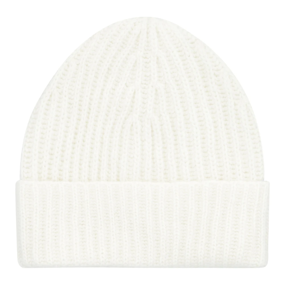 Malo Kashmir Ribbstickad Beanie Mössa White, Herr