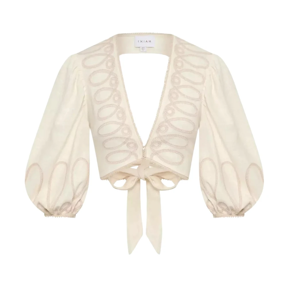 Ixiah Crème Strikblouse Alkali Stijl White Dames
