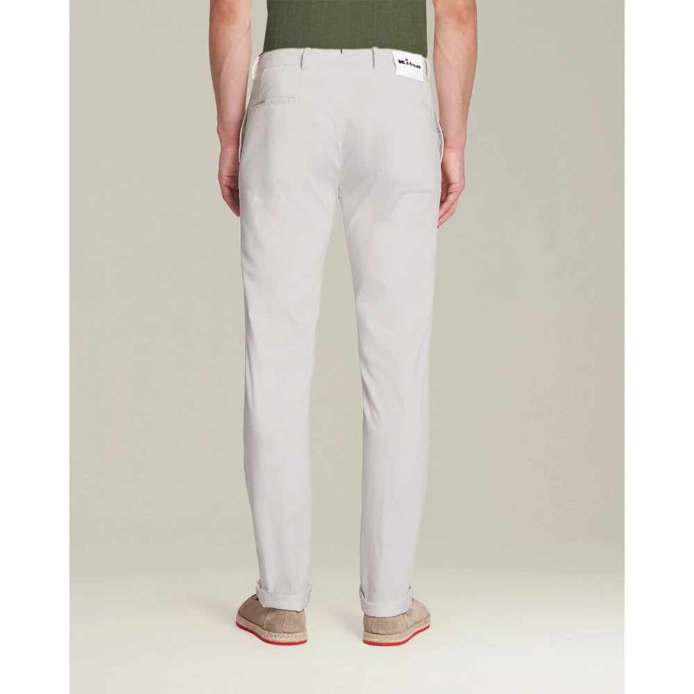 Kiton Roomkatoen Slim Fit Broek Gray Heren