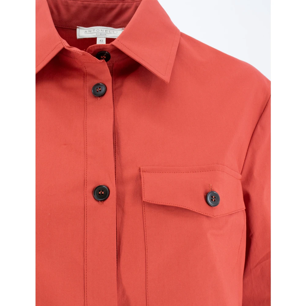 Antonelli Firenze Stretch Katoenen Overhemdkraag Jurk Red Dames