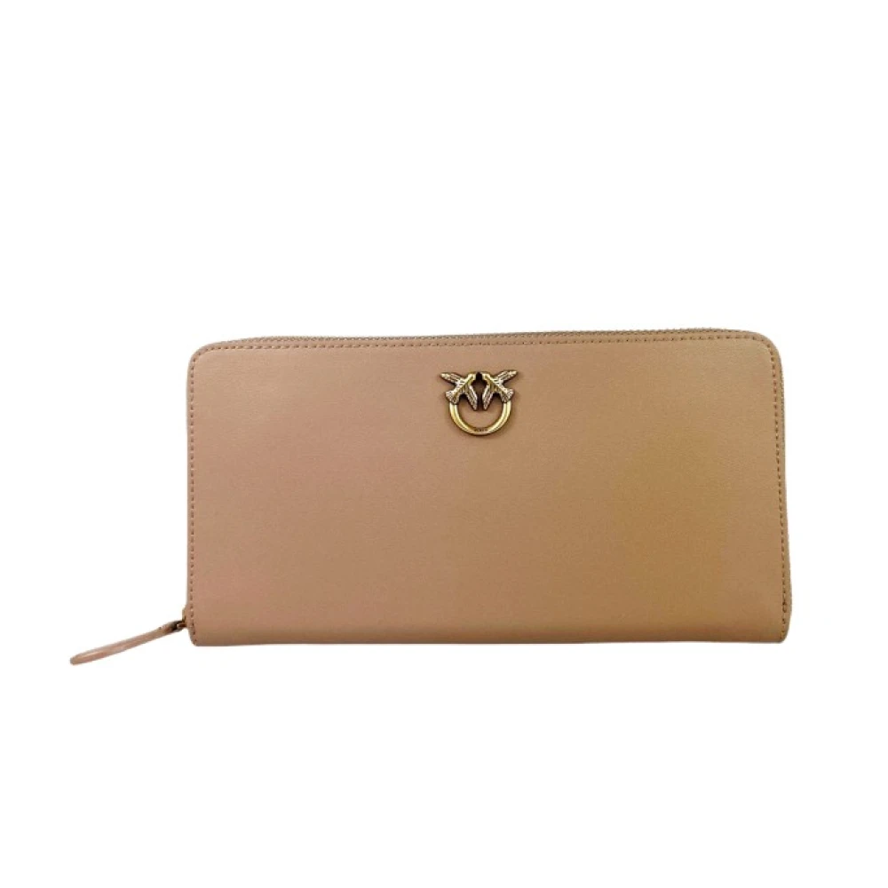 Pinko , Wallets & Cardholders, Female, Beige, One Size, Zip Around Vitello Seta