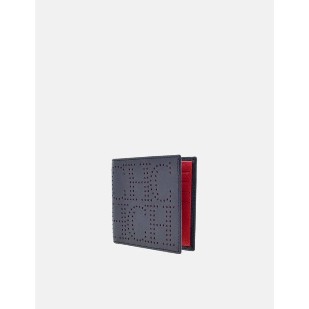 Carolina Herrera Zwarte Leren Portemonnee met Rode Initialen Black Heren