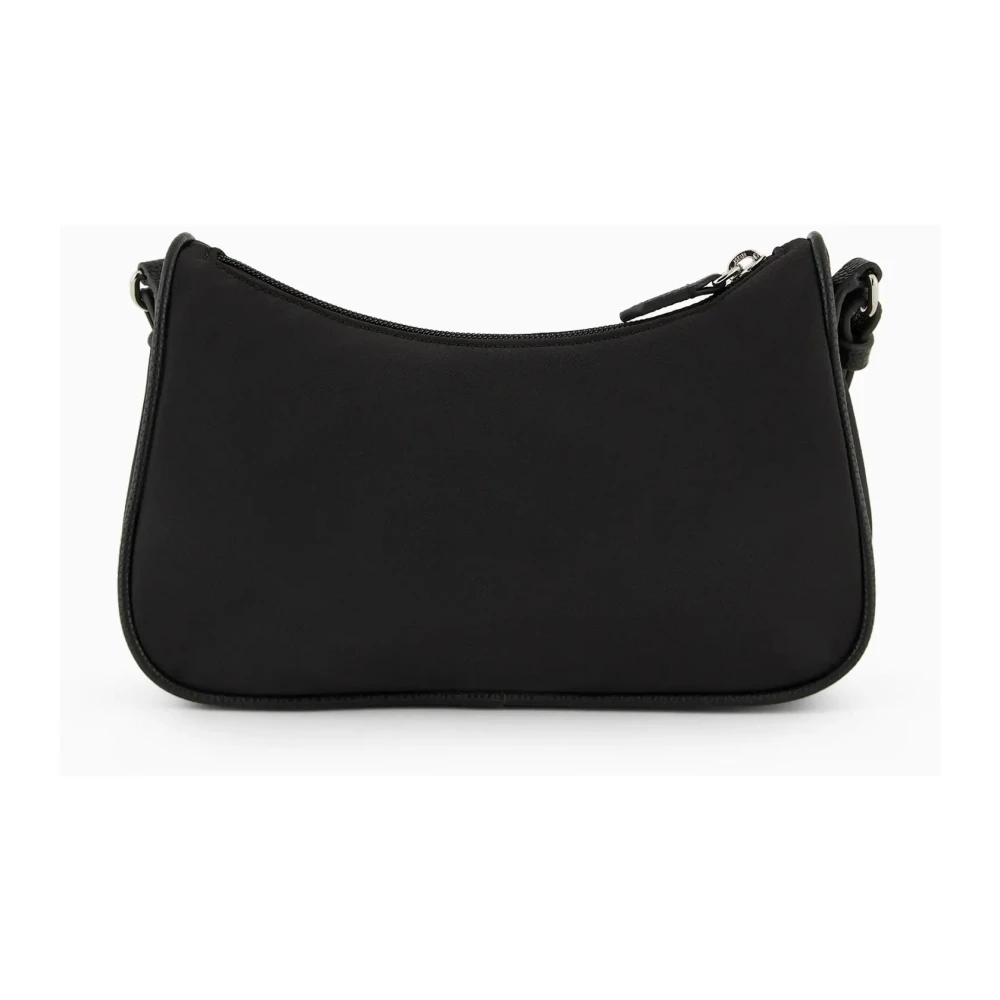 Emporio Armani Zwarte Nylon Adelaar Plaque Schoudertas Black Dames