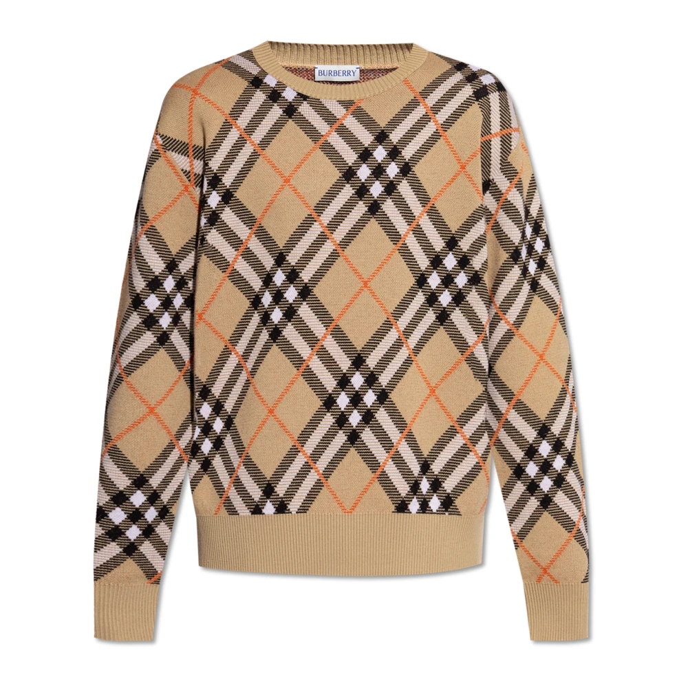 Burberry Herr Beige Stickade Tröjor M, Ulltröja