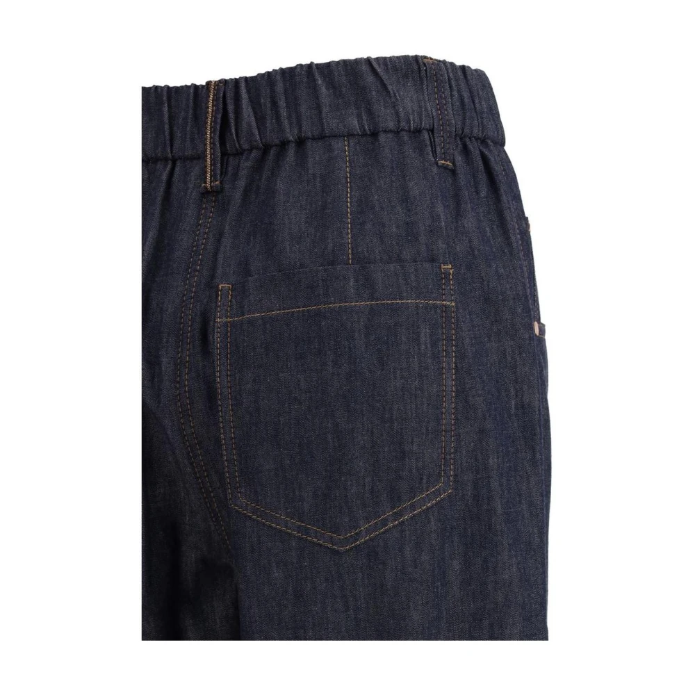 BRUNELLO CUCINELLI Comfortabele Straight Leg Jeans met Riem Blue Dames